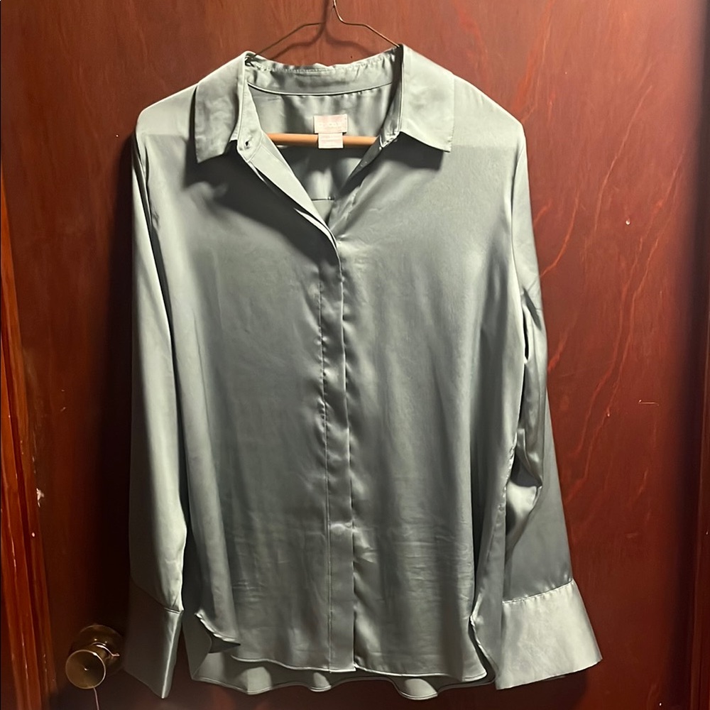 Chic Satin Blouse in Soft Green